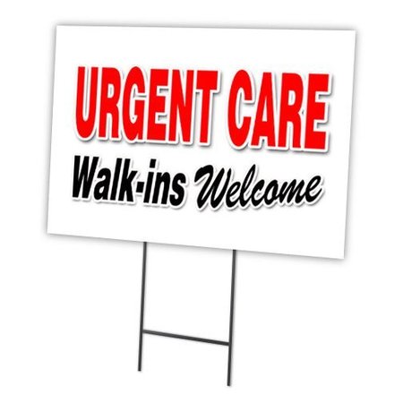 SIGNMISSION Urgent Care Walk-ins W Yard Sign & Stake outdoor plastic coroplast window C-1824 Urgent Care Walk-Ins W